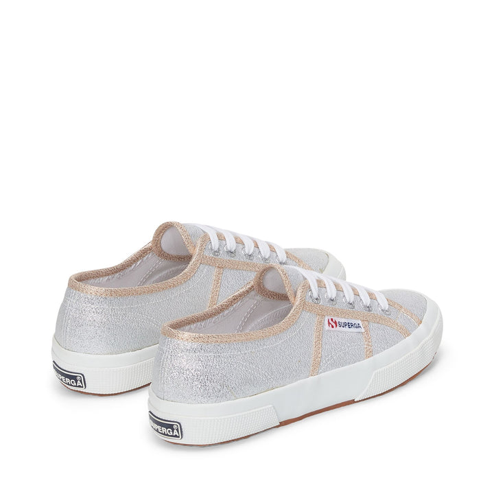 Le Superga Woman 2750-LAMEW Sneaker GREY SILVER-GOLD Dressed Side (jpg Rgb)		