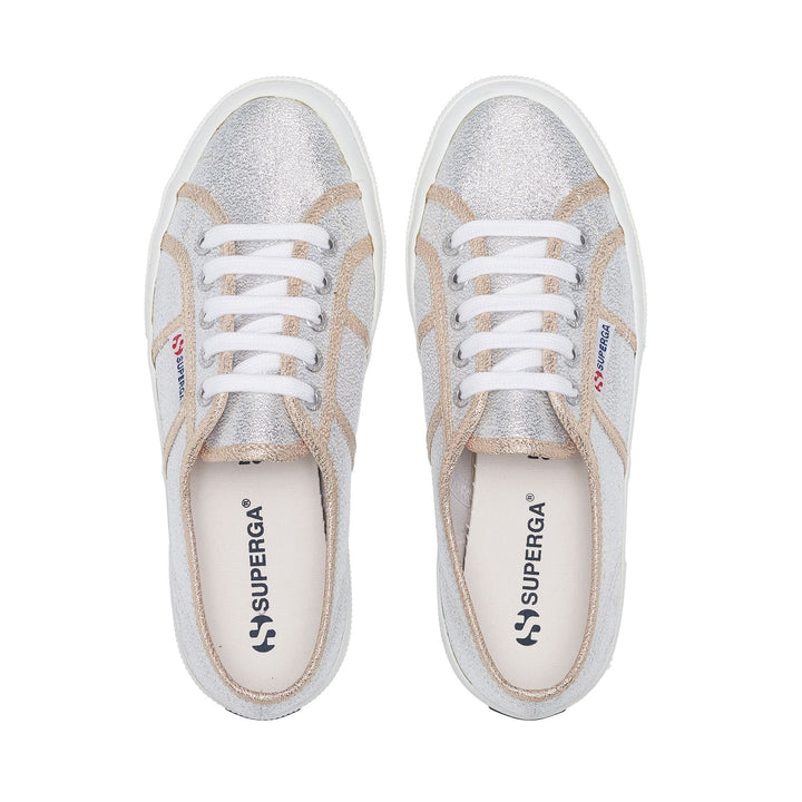 Le Superga Woman 2750-LAMEW Sneaker GREY SILVER-GOLD Dressed Back (jpg Rgb)		