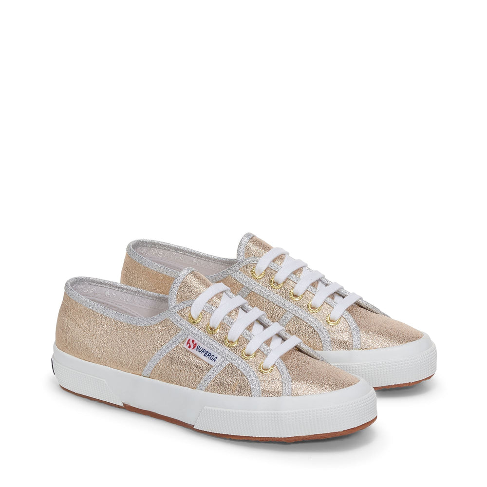 Le Superga Woman 2750-LAMEW Sneaker GOLD-GREY SILVER Dressed Front (jpg Rgb)	