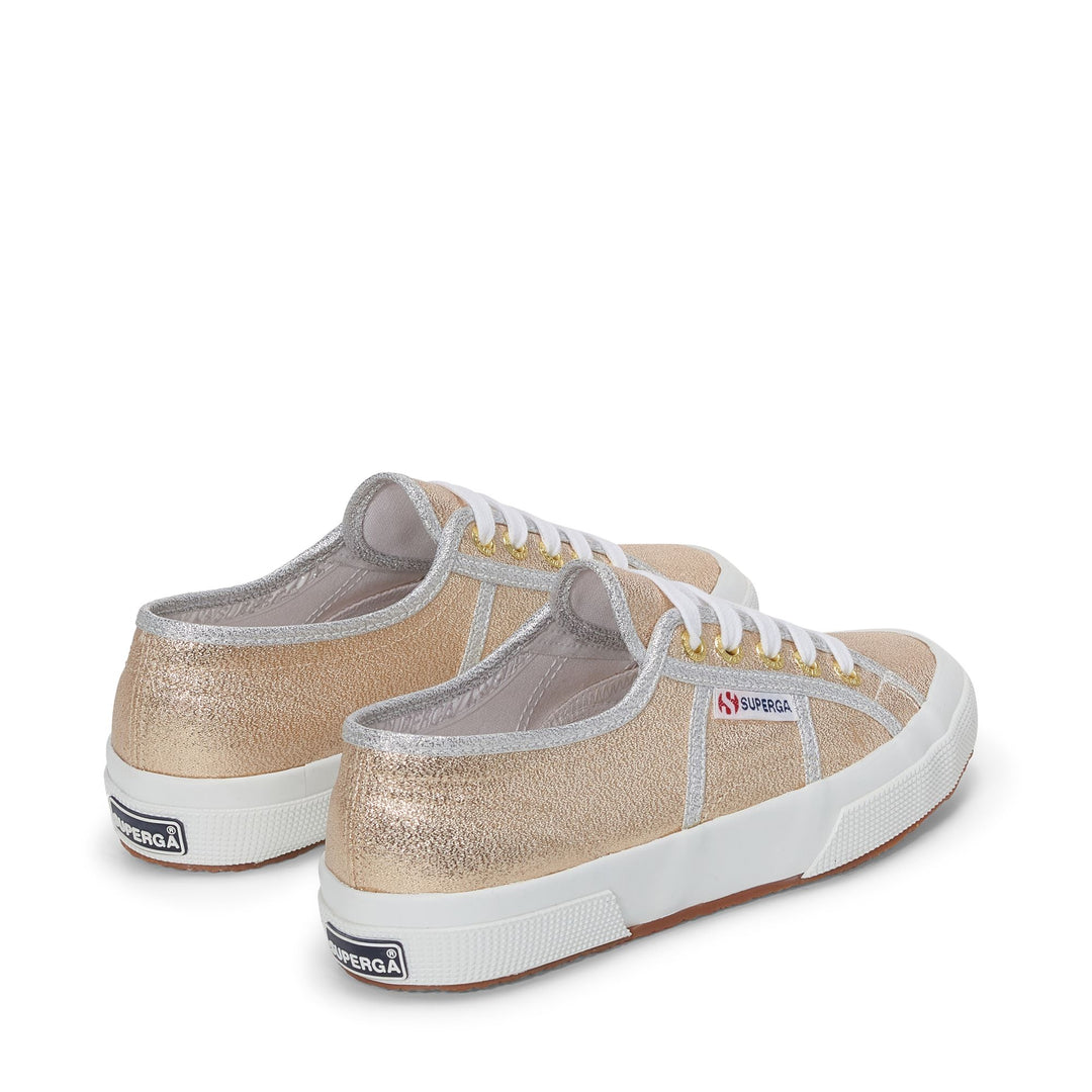 Le Superga Woman 2750-LAMEW Sneaker GOLD-GREY SILVER Dressed Side (jpg Rgb)		