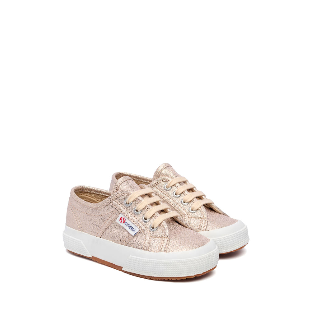 Le Superga Girl 2750-LAMEJ Sneaker PALE GOLD Dressed Front (jpg Rgb)	