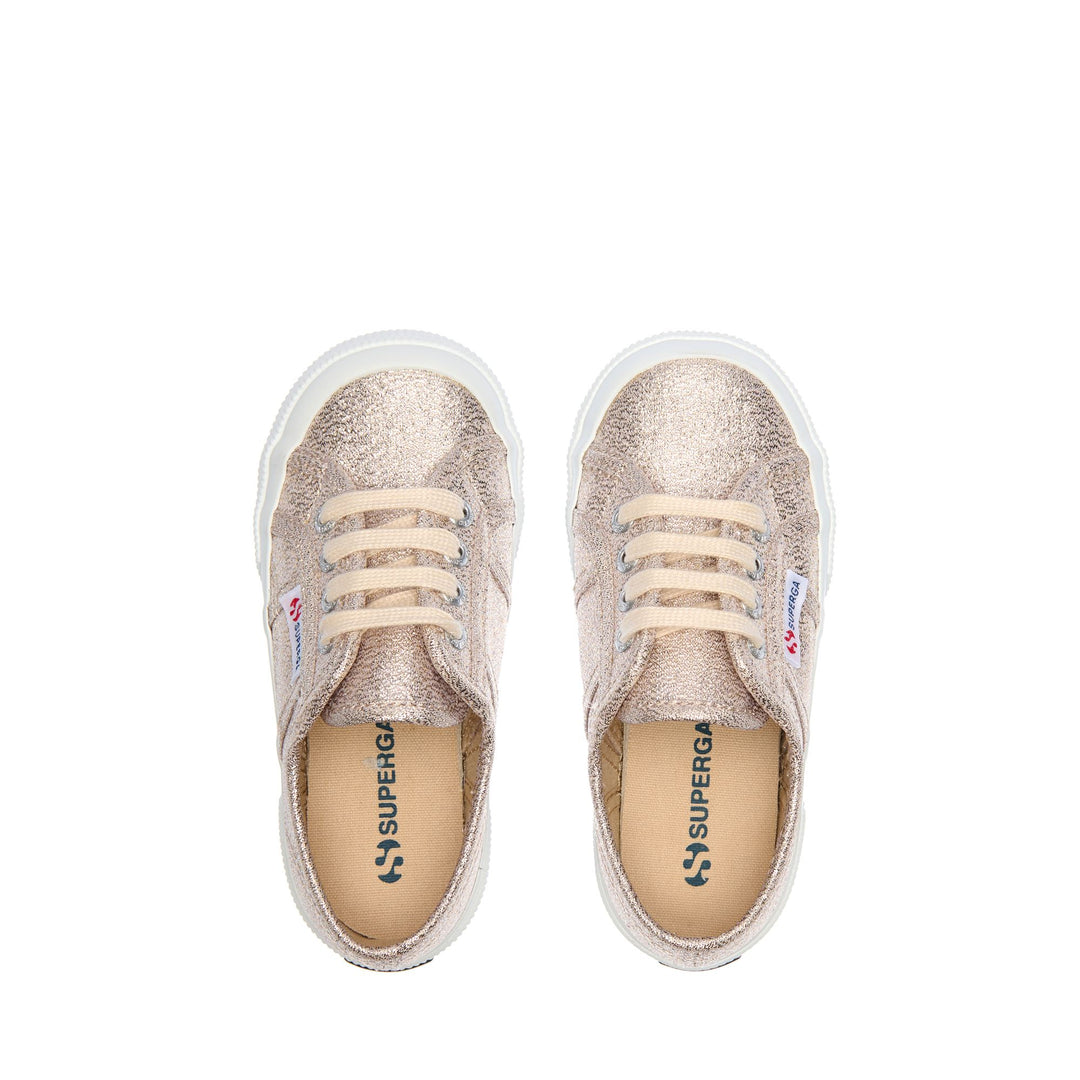 Le Superga Girl 2750-LAMEJ Sneaker PALE GOLD Dressed Back (jpg Rgb)		