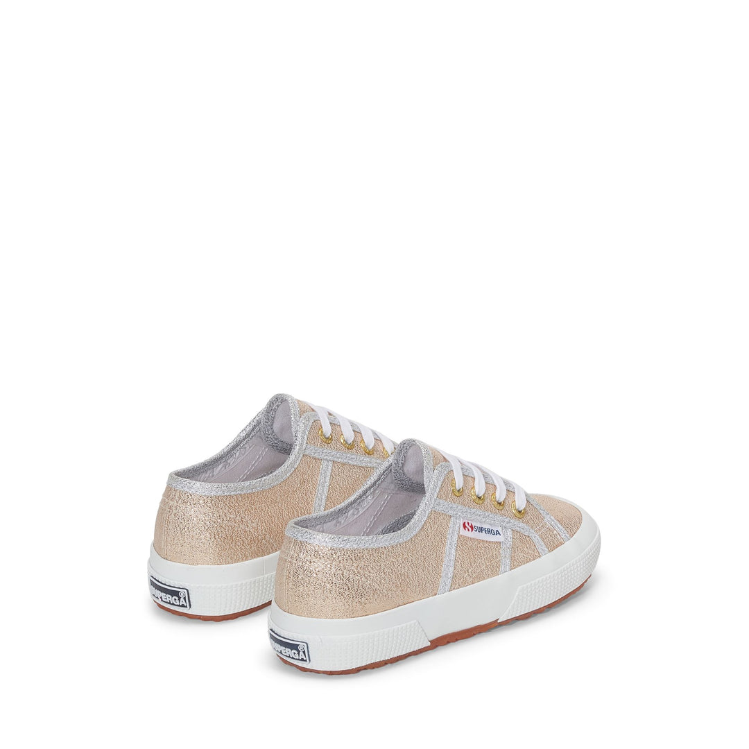 Le Superga Girl 2750-LAMEJ Sneaker GOLD-GREY SILVER Dressed Side (jpg Rgb)		