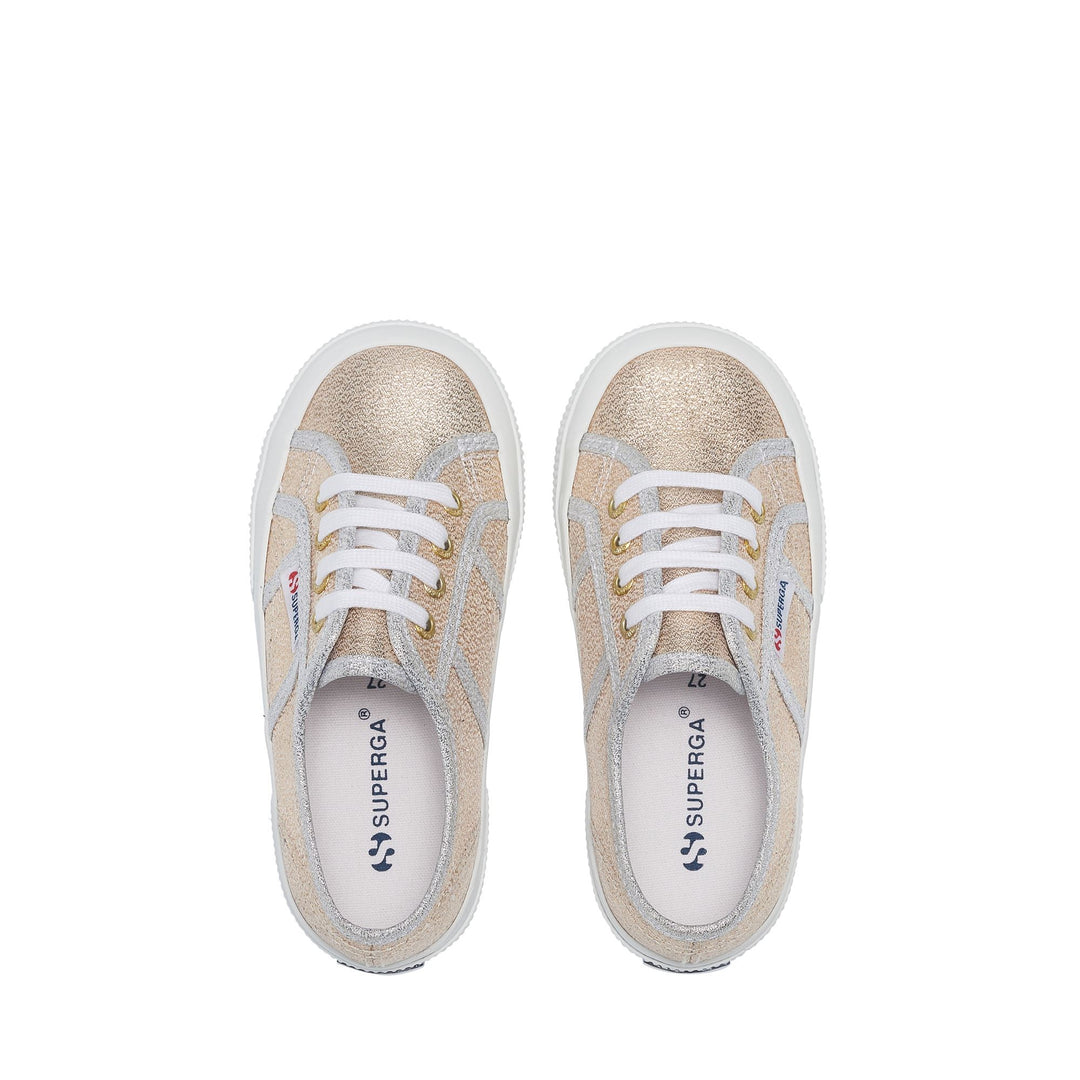 Le Superga Girl 2750-LAMEJ Sneaker GOLD-GREY SILVER Dressed Back (jpg Rgb)		