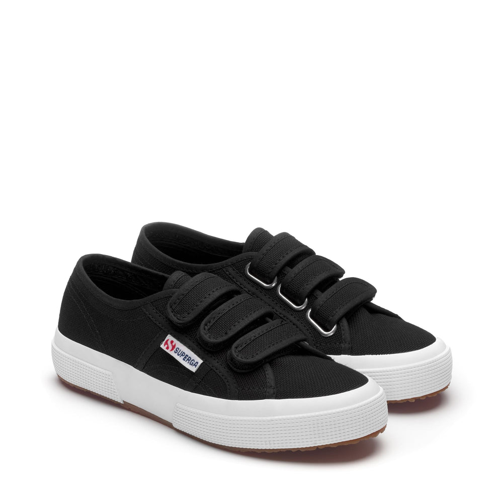 Le Superga Unisex 2750-COT3STRAPU Sneaker BLACK-FWHITE Dressed Front (jpg Rgb)	