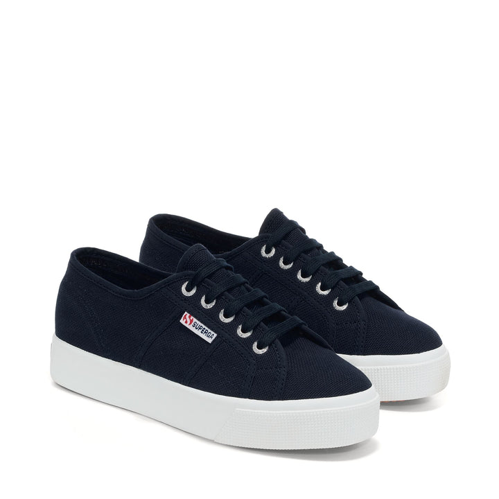 Le Superga Unisex 2730-COTU Sneaker NAVY-FWHITE Dressed Front (jpg Rgb)	