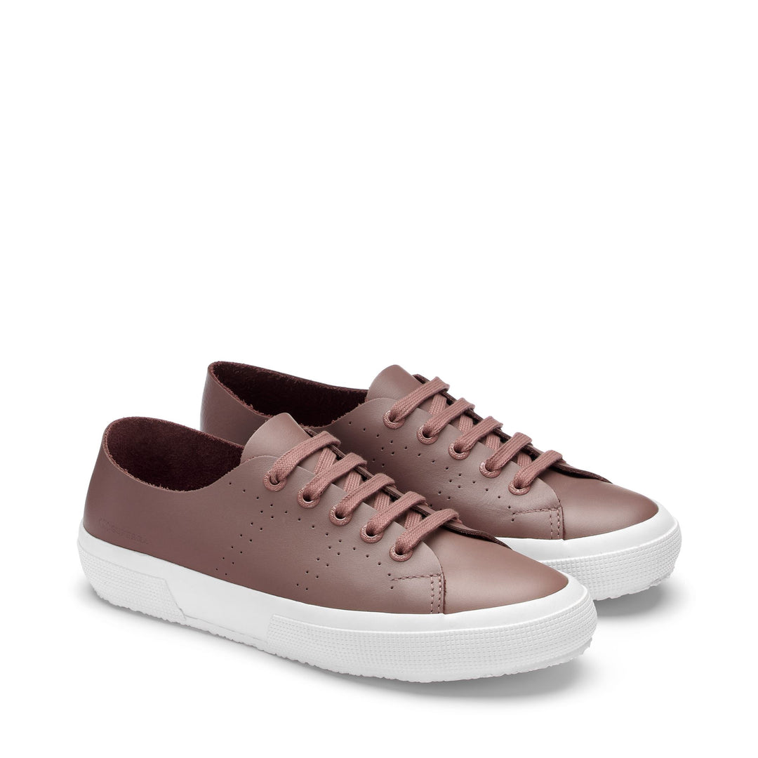 Le Superga Unisex 2750 MORPHING MULE LEATHER Low Cut ROSE BURLWOOD Dressed Front (jpg Rgb)	