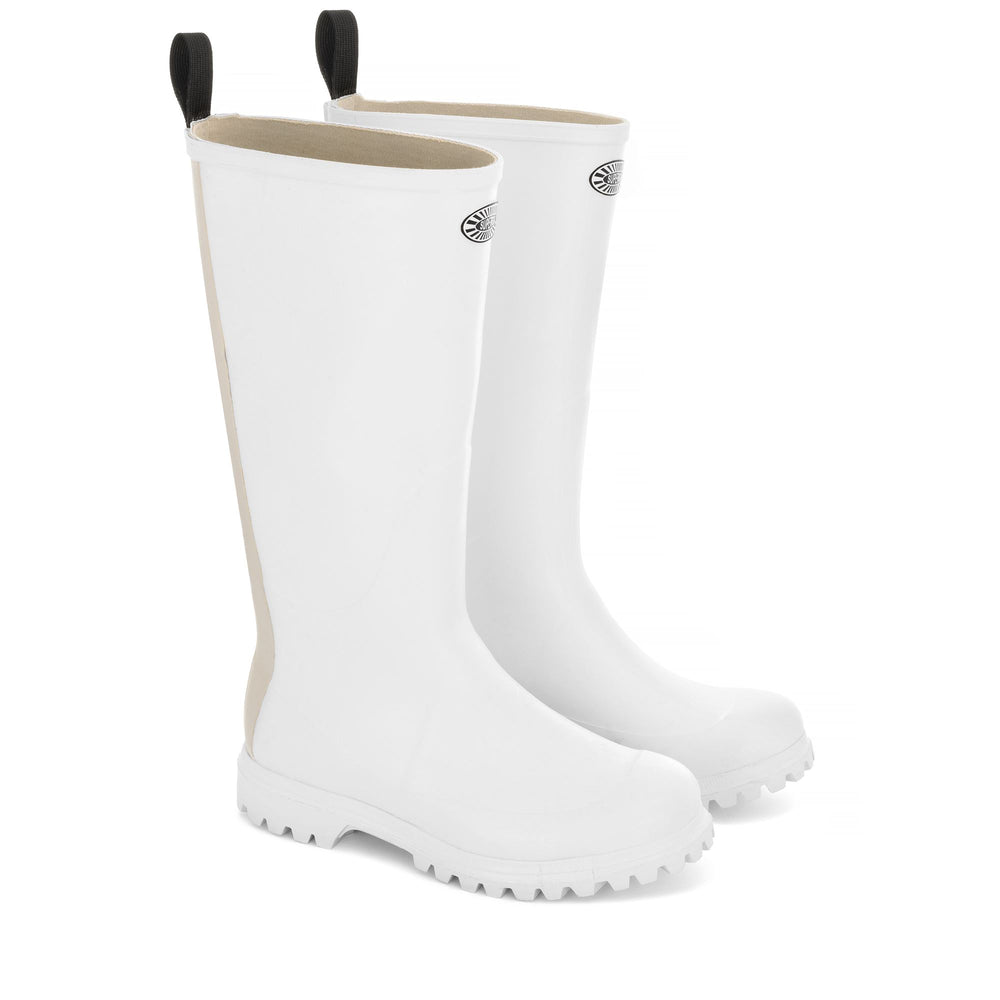 Rubber Boots Unisex 799 RUBBER BOOTS LETTERING High Cut WHITE Dressed Front (jpg Rgb)	