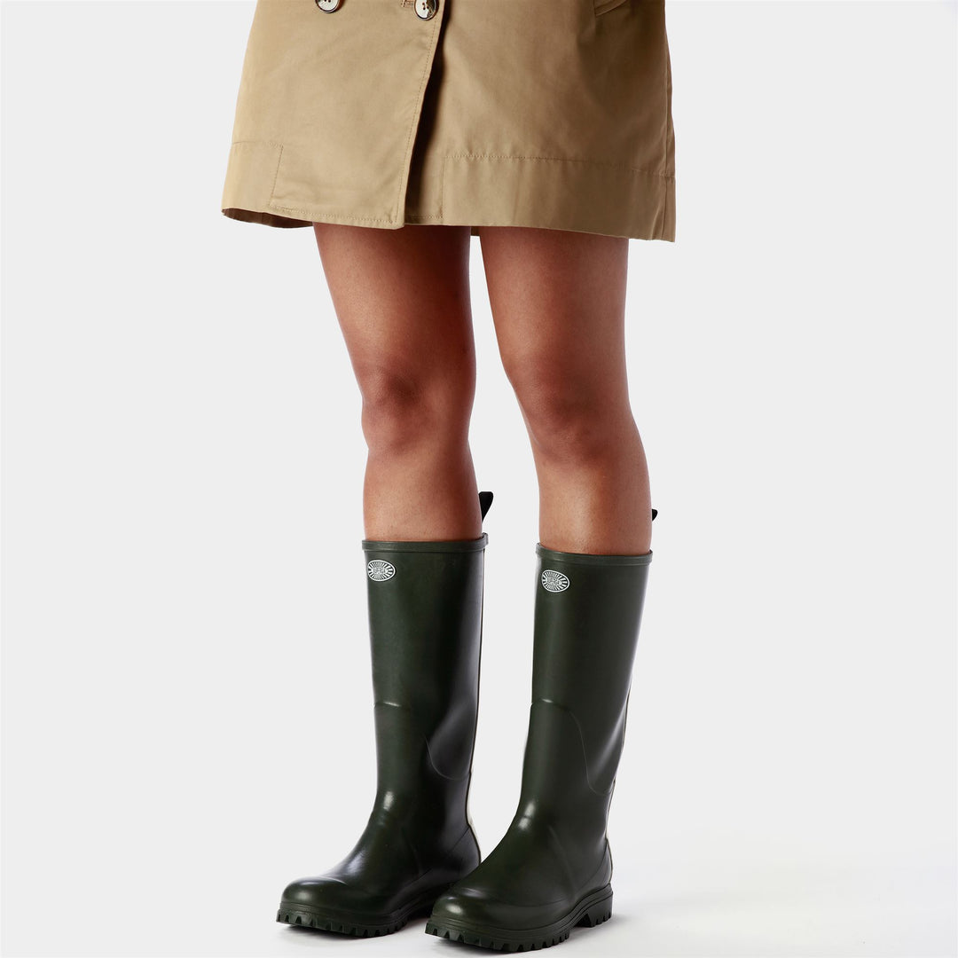 Rubber Boots Unisex 799 RUBBER BOOTS LETTERING High Cut GREEN SHERWOOD Dressed Front Double		