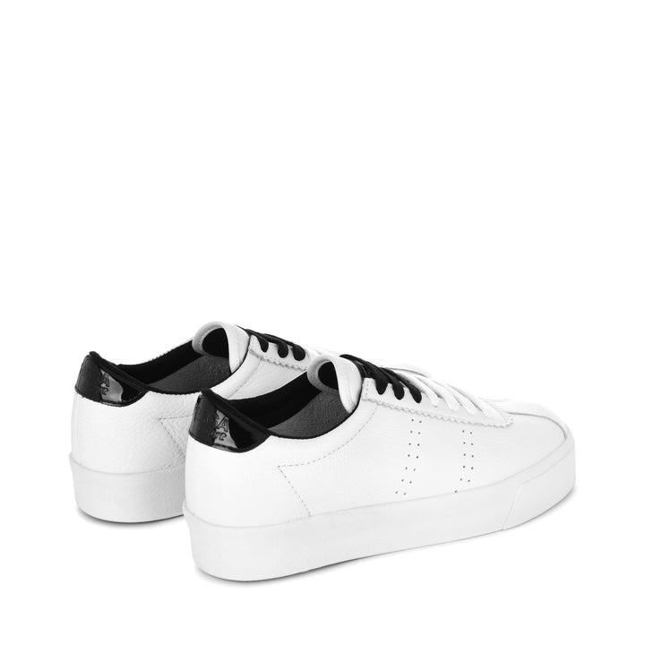 Lady Shoes Woman 2854-CLUB 3 LEATHER Wedge WHITE-BLACK Dressed Side (jpg Rgb)		