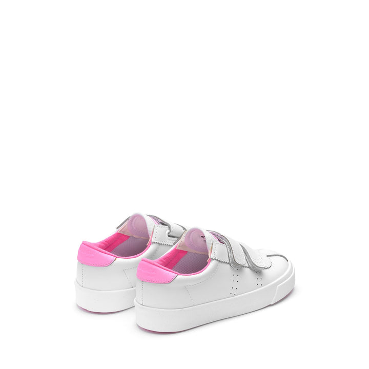 Sneakers Kid unisex 2843 KIDS CLUB S STRAPS ACTION LEATHER Low Cut WHITE-COTTON CANDY Dressed Side (jpg Rgb)		