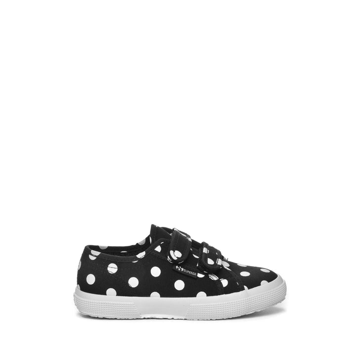 Le Superga Girl 2750 KIDS STRAPS POLKADOTS Sneaker BLACK-WHITE DOTS Photo (jpg Rgb)			