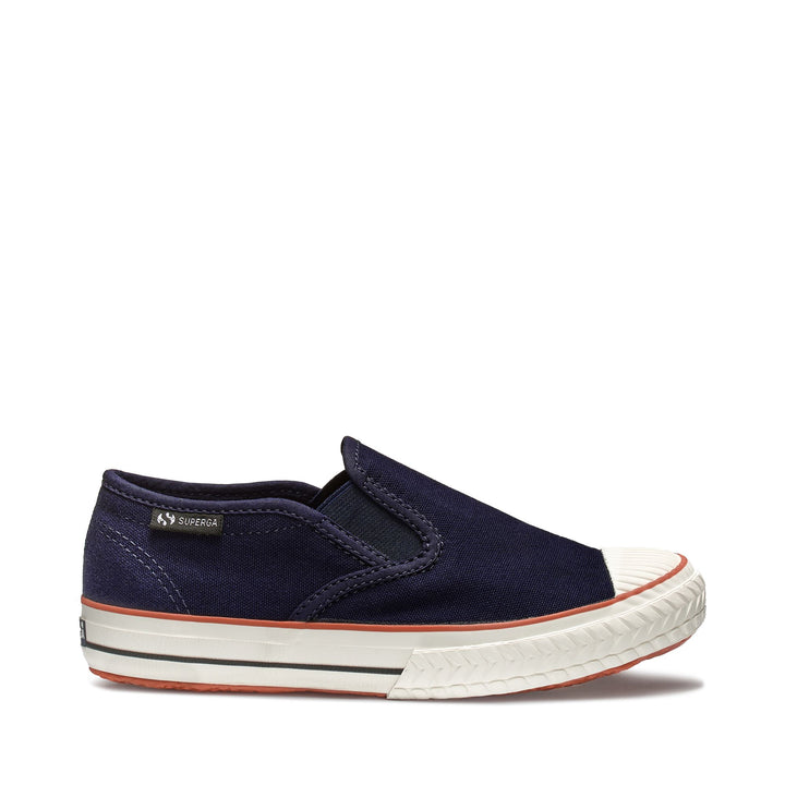 Sneakers Kid unisex 2593 KIDS COLLEGE SLIPON Low Cut BLUE NAVY-F AVORIO Photo (jpg Rgb)			