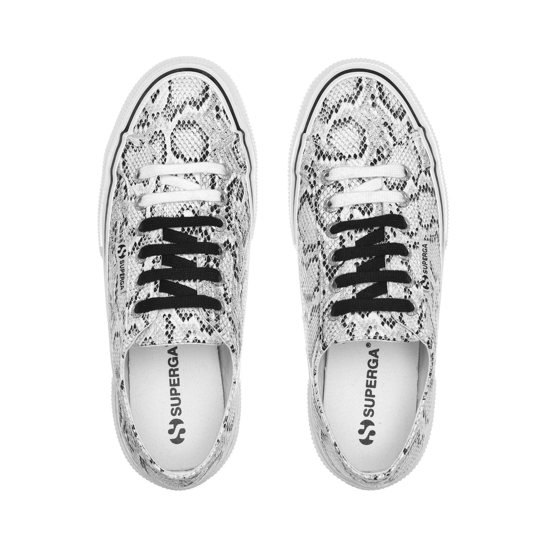 Le Superga Unisex 2490 BOLD SNAKE Sneaker WHITE BLACK SNAKE Dressed Back (jpg Rgb)		