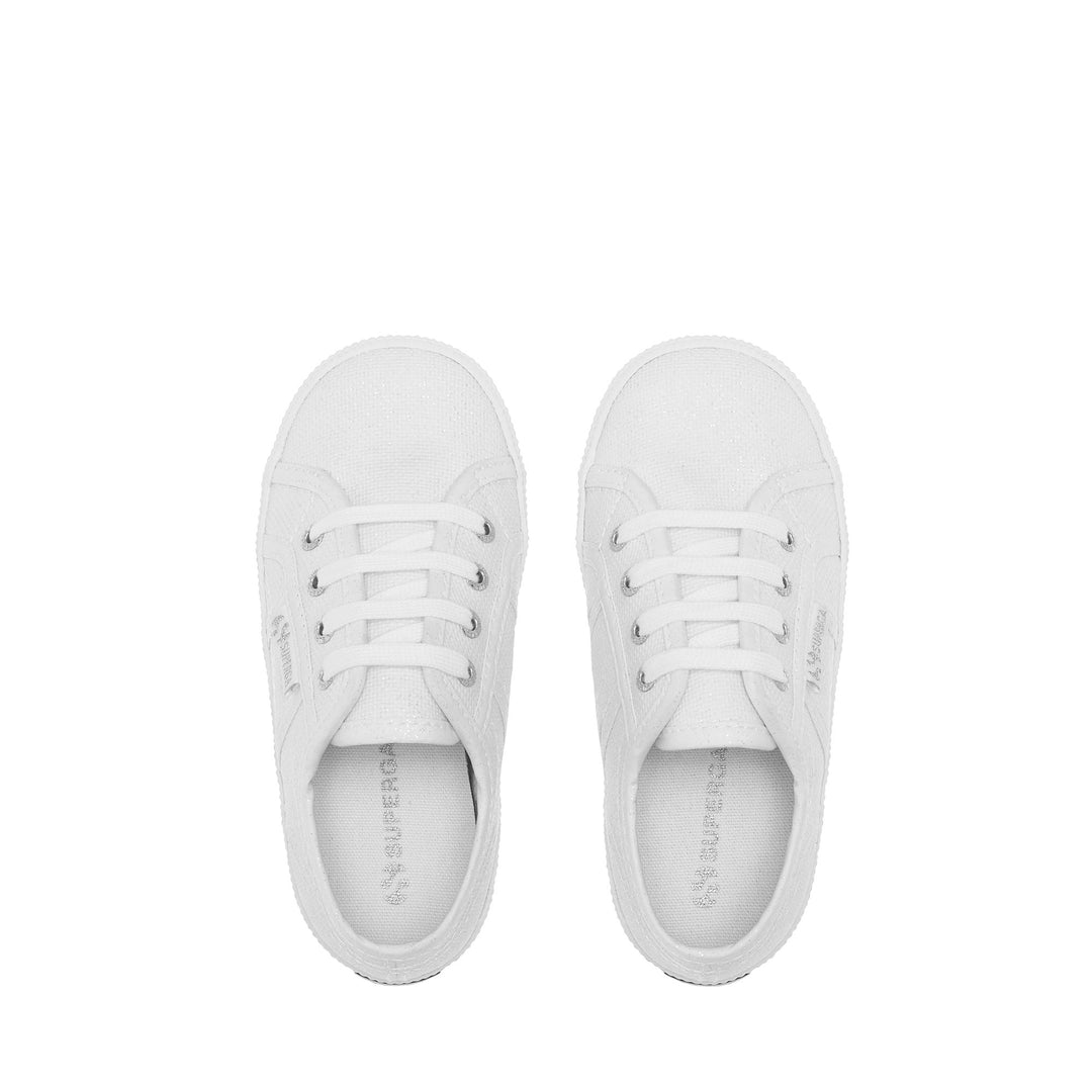 Le Superga Girl 2750 KIDS EASYLITE GLITTER PEARL CANVAS Sneaker WHITE GLITTER PEARL Dressed Back (jpg Rgb)		