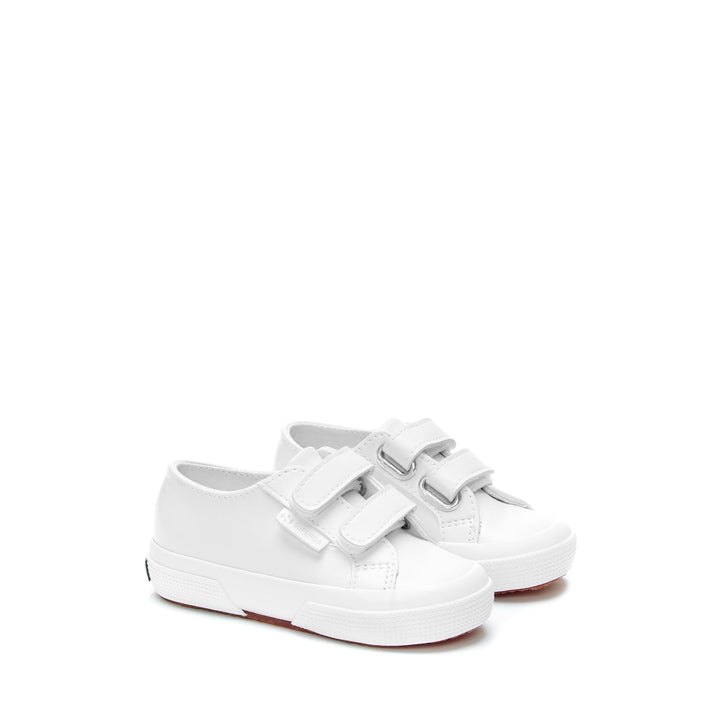 Le Superga Kid unisex 2750 KIDS STRAPS VEGAN MATERIAL Sneaker WHITE Dressed Front (jpg Rgb)	