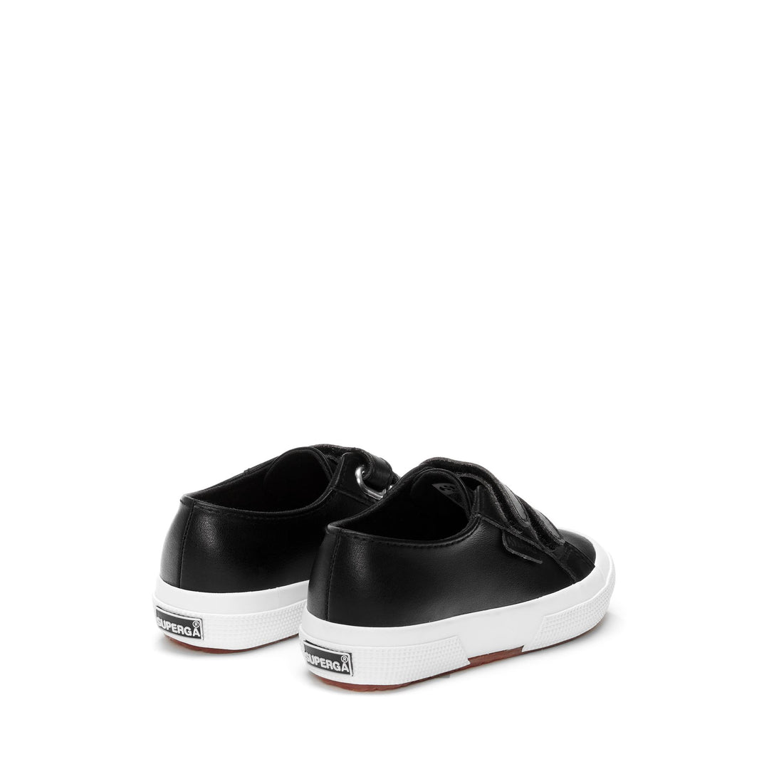 Le Superga Kid unisex 2750 KIDS STRAPS VEGAN MATERIAL Sneaker BLACK-WHITE Dressed Side (jpg Rgb)		