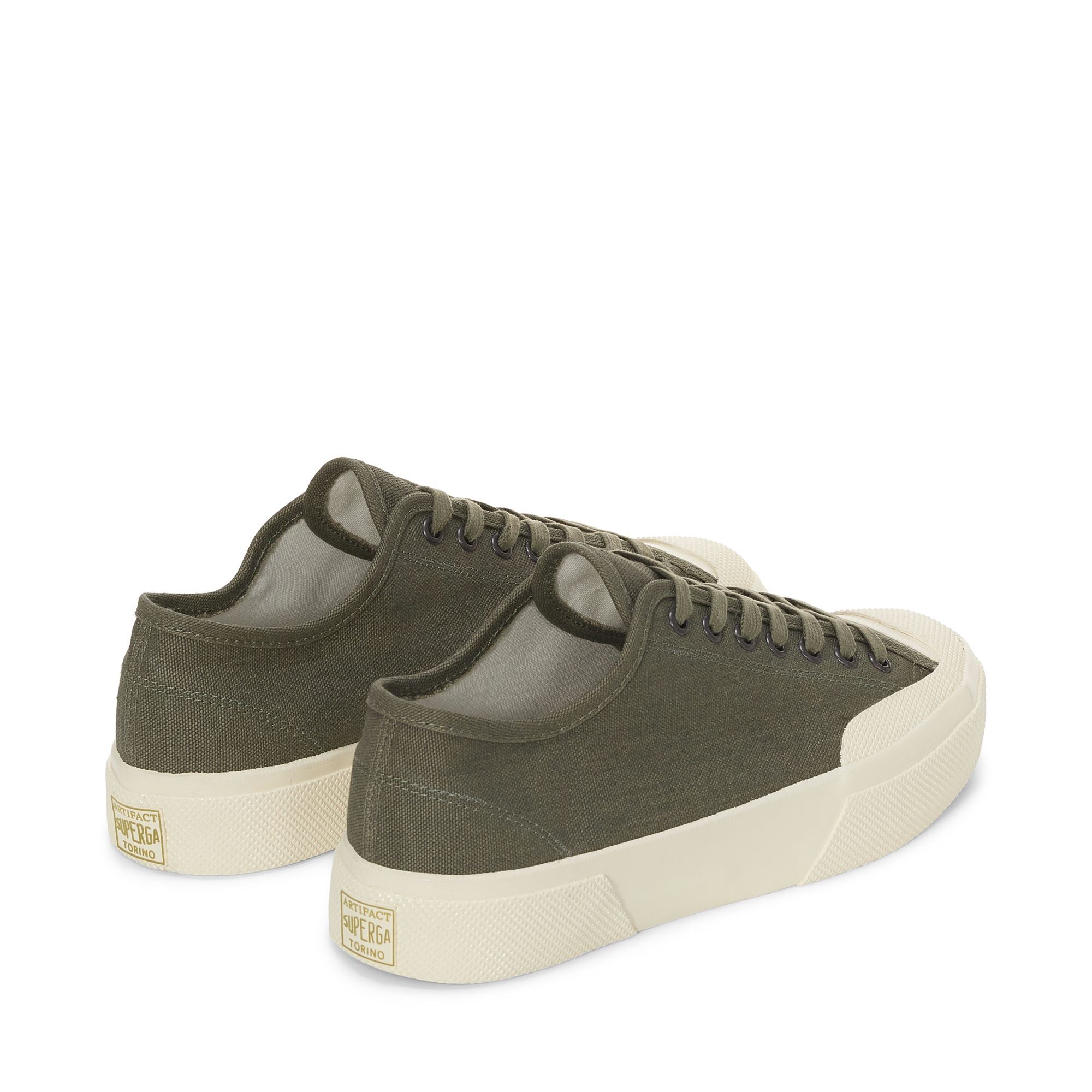 Le Superga Unisex 2432 WORKS LOW CUT DEADSTOCK FRENCH COTTON Basso GREEN MIL OFF WHITE Superga