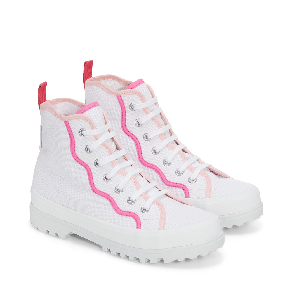 Ankle Boots Woman 2341 ALPINA CURLY BINDINGS Laced WHITE-SHADED PINK Dressed Front (jpg Rgb)	