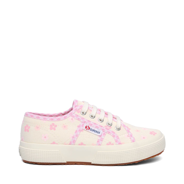 Le Superga Girl 2750 KIDS PRINT FLOWERS GINGHAM Sneaker WHITE AVORIO-PINK Photo (jpg Rgb)			