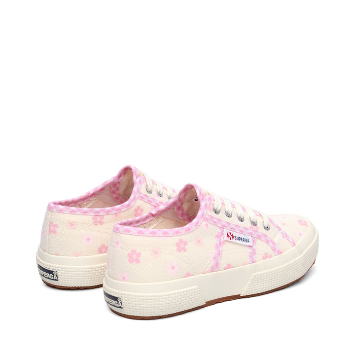 Le Superga Girl 2750 KIDS PRINT FLOWERS GINGHAM Sneaker WHITE AVORIO-PINK Dressed Side (jpg Rgb)		