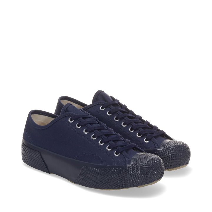 Sneakers Man 2434 BK SATEEN Low Cut NAVY Dressed Front (jpg Rgb)	