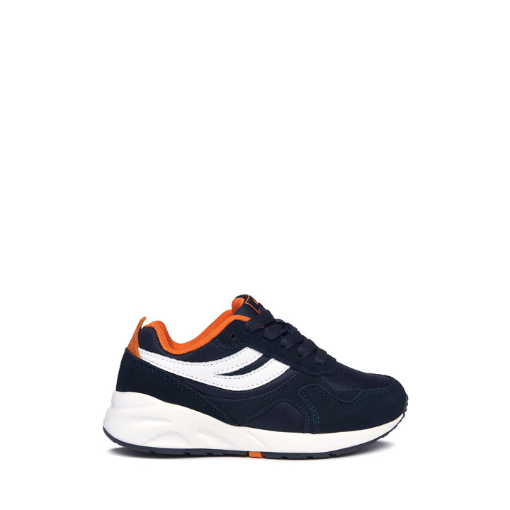 Sneakers Kid unisex 4073 KIDS TRAINING POLY SUEDE Low Cut BLUE NAVY-WHITE-ORANGE Photo (jpg Rgb)			