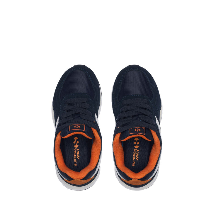 Sneakers Kid unisex 4073 KIDS TRAINING POLY SUEDE Low Cut BLUE NAVY-WHITE-ORANGE Dressed Back (jpg Rgb)		