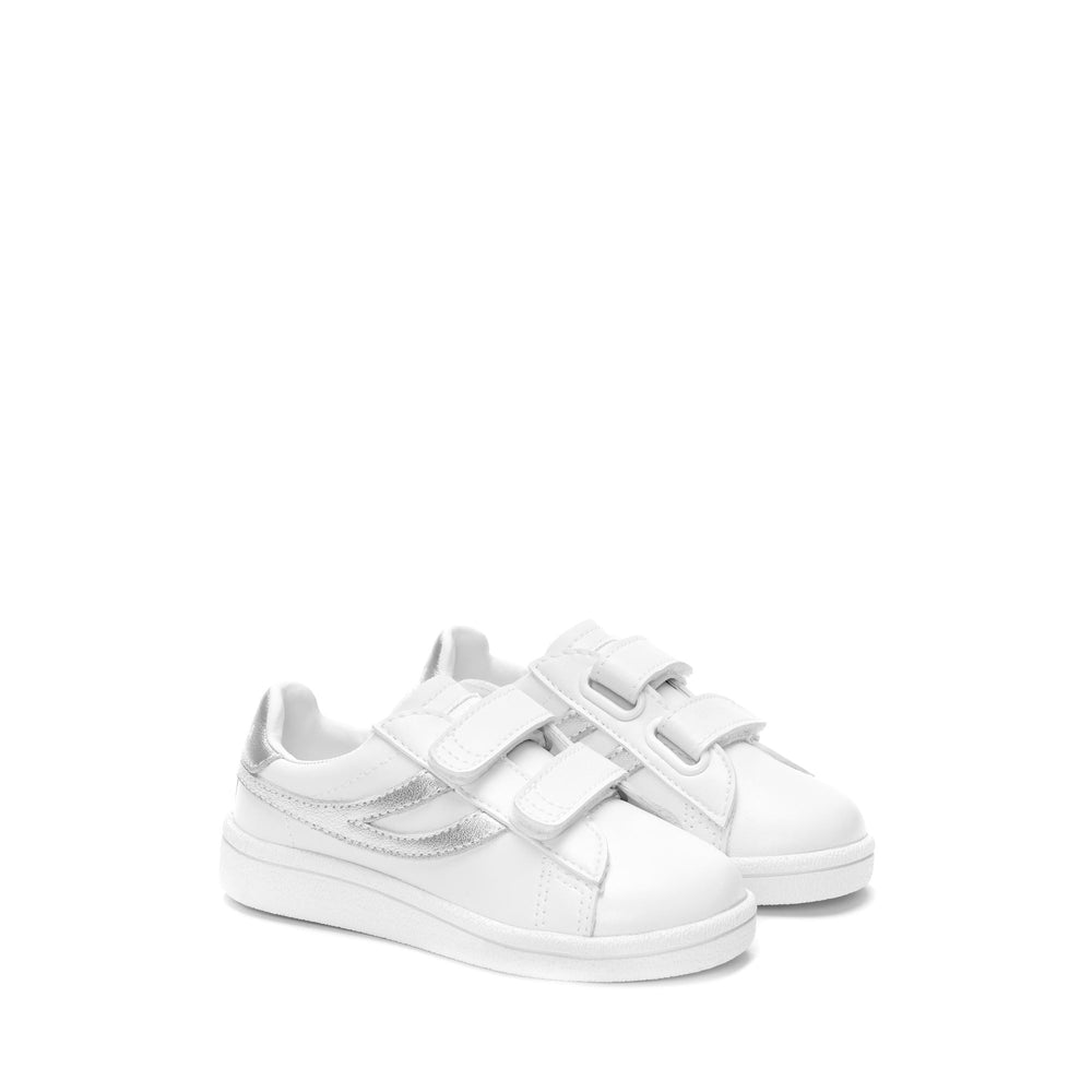 Sneakers Girl 4832 KIDS STRAPS METALLIC MATCH Low Cut WHITE-SILVER Dressed Front (jpg Rgb)	