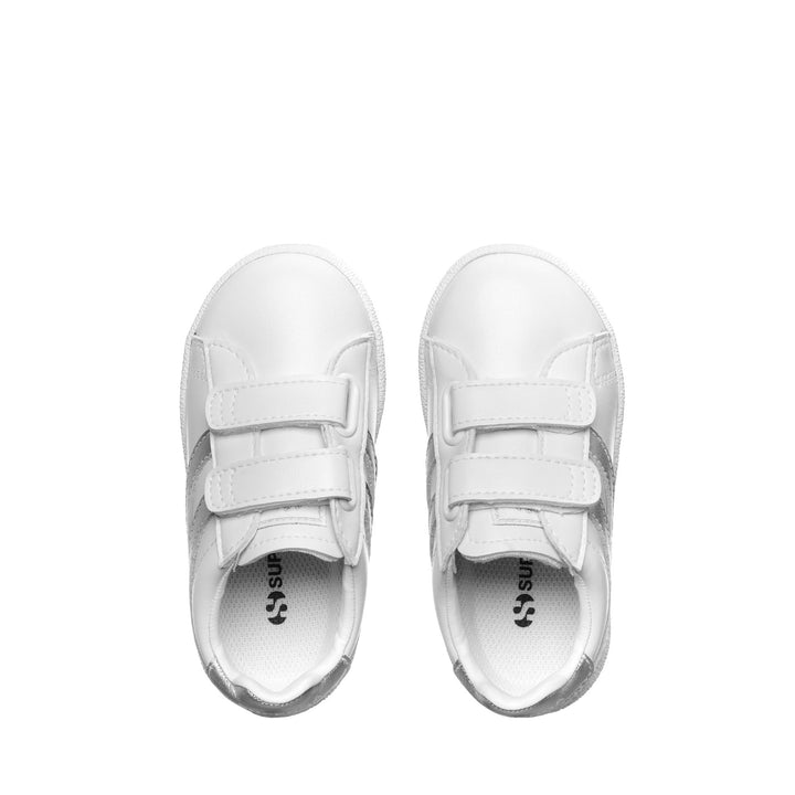 Sneakers Girl 4832 KIDS STRAPS METALLIC MATCH Low Cut WHITE-SILVER Dressed Back (jpg Rgb)		