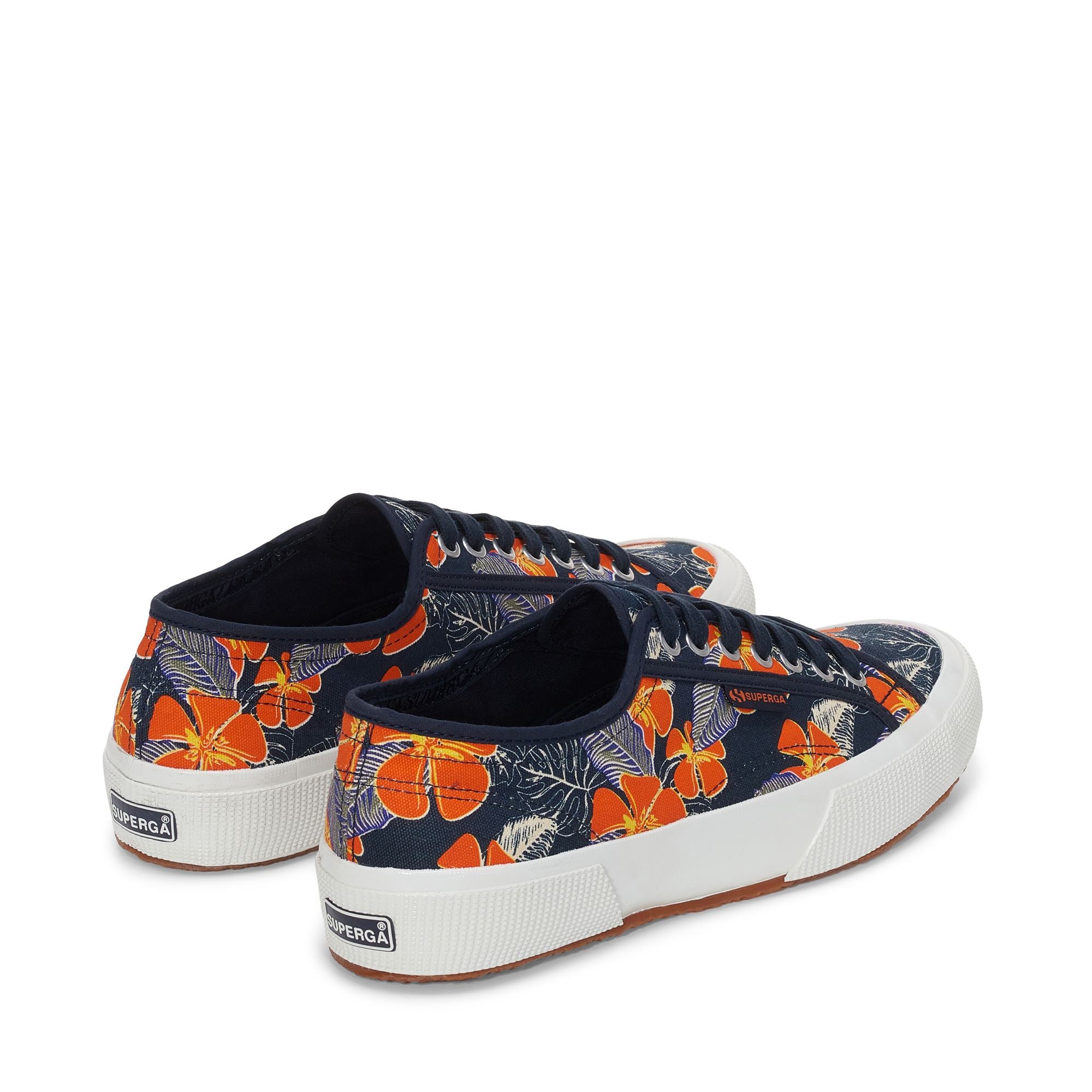 2750 OG HIBISCUS FLOWER PRINT Le Superga Low Cut Unisex BLUE NAVY ORANGE HIBISCUS
