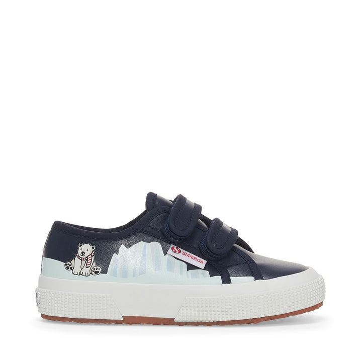 Le Superga Kid unisex 2750 KIDS STRAPS VEGAN MATERIAL POLAR BEAR Low Cut BLUE NAVY - POLAR BEAR Photo (jpg Rgb)			