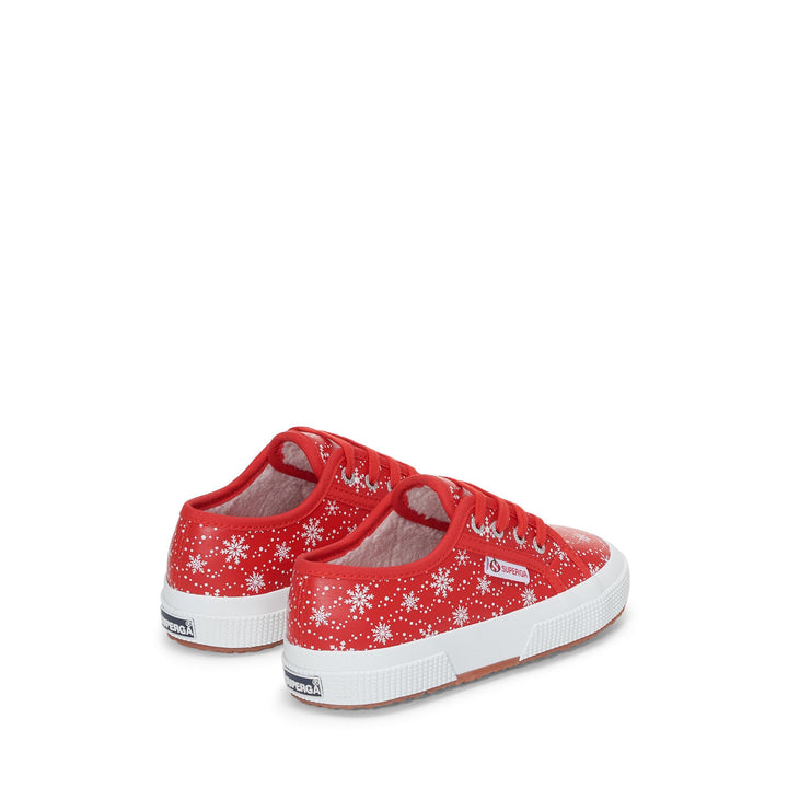 Le Superga Kid unisex 2750 KIDS VEGAN MATERIAL SNOWFLAKES Low Cut RED - SNOWFLAKES Dressed Side (jpg Rgb)		