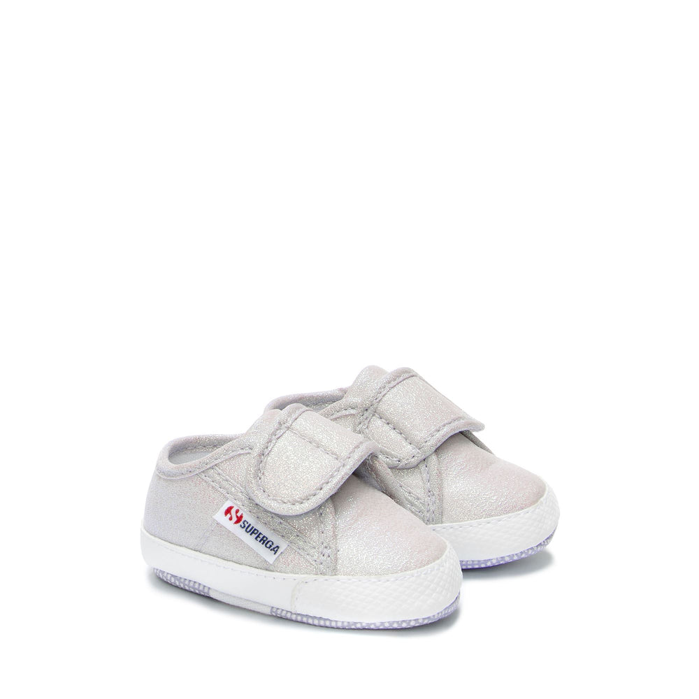 Sneakers Girl 4006 BABY STRAP LAME Low Cut PASTEL LILLA IRIDESCENT Dressed Front (jpg Rgb)	