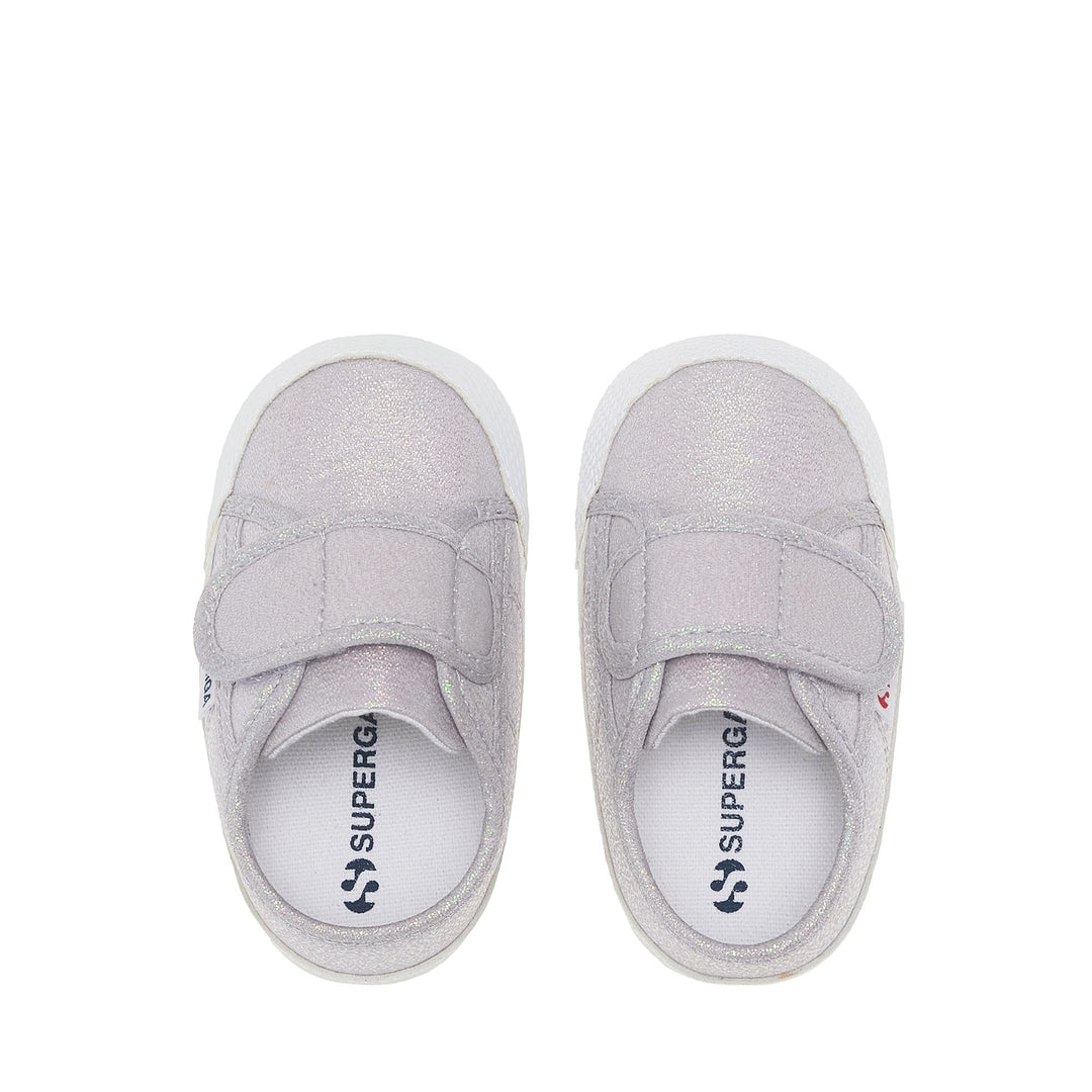 Sneakers Girl 4006 BABY STRAP LAME Low Cut PASTEL LILLA IRIDESCENT Dressed Back (jpg Rgb)		