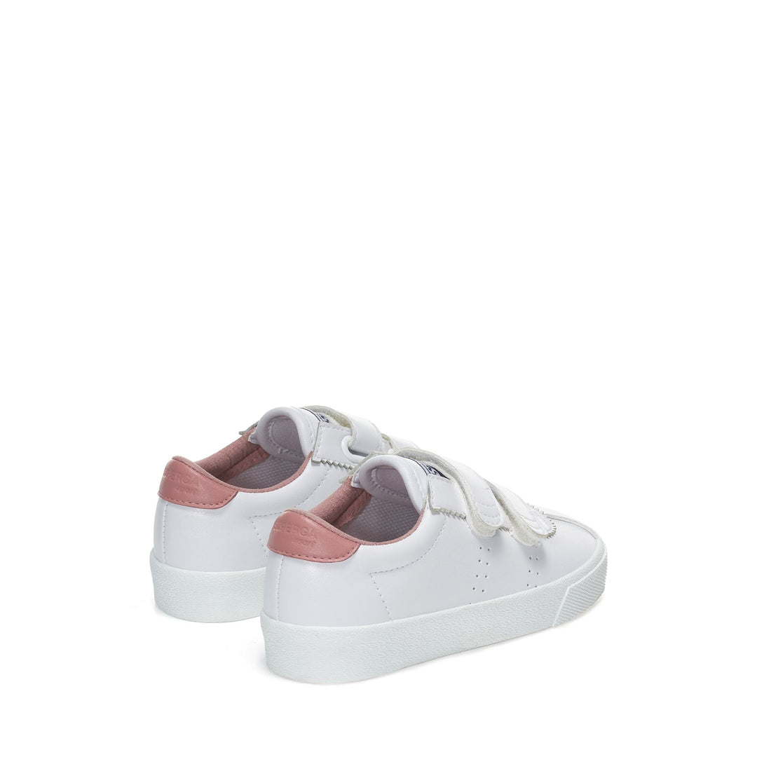 Sneakers Kid unisex 2843 KIDS CLUB S STRAPS VEGAN MATERIAL Low Cut WHITE-PINK DUSTY Dressed Side (jpg Rgb)		