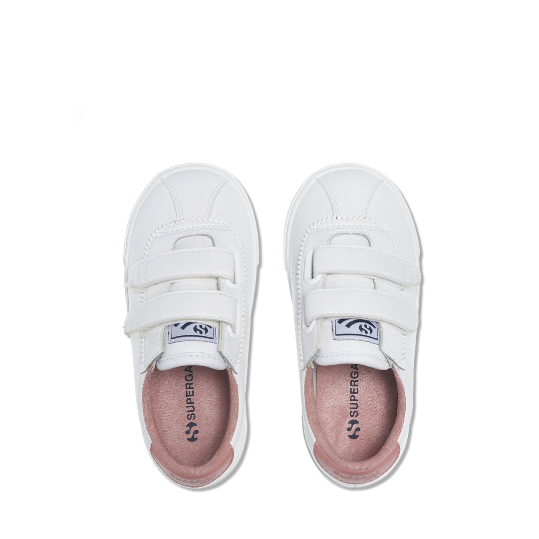 Sneakers Kid unisex 2843 KIDS CLUB S STRAPS VEGAN MATERIAL Low Cut WHITE-PINK DUSTY Dressed Back (jpg Rgb)		