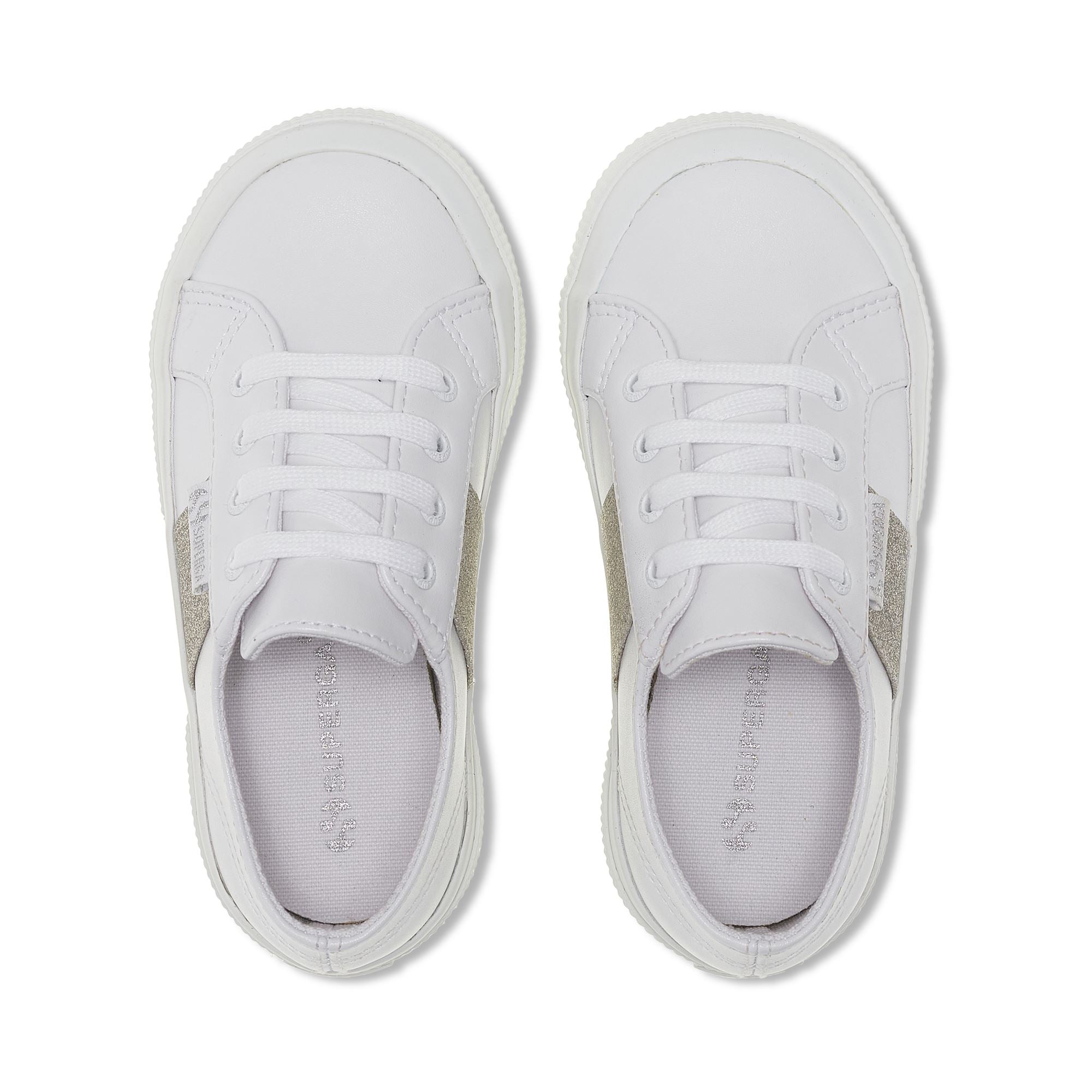 2750 KIDS SYNTHETIC MATERIAL GLITTER Le Superga Sneaker Bambina WHITE SILVER