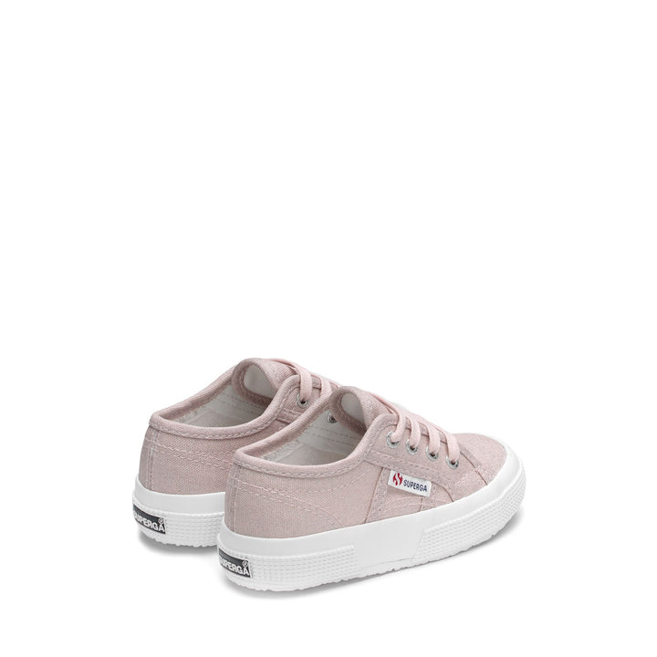 Le Superga Girl 2750 KIDS GLITTER CANVAS Sneaker PINK ISH Dressed Side (jpg Rgb)		