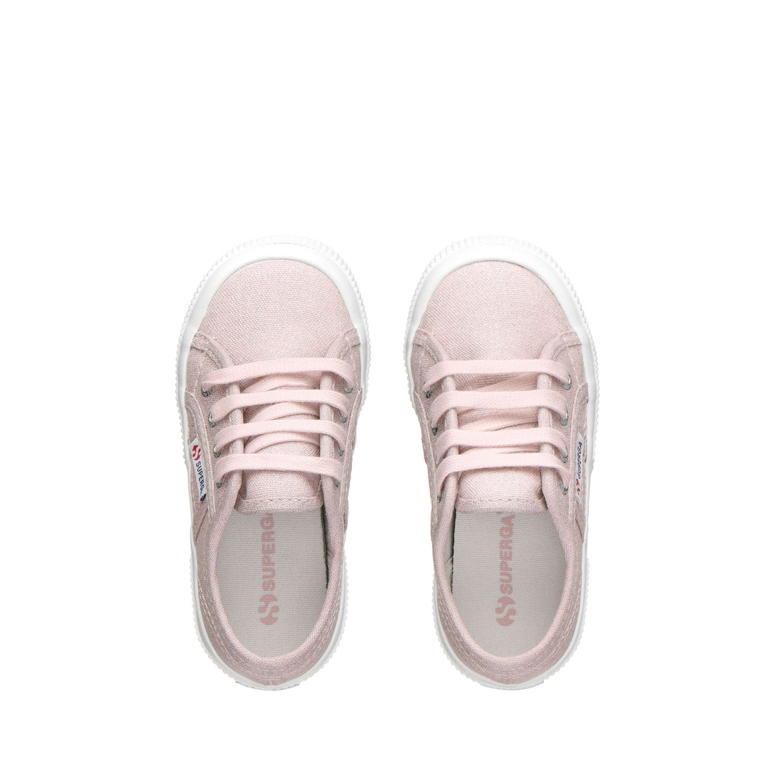 Le Superga Girl 2750 KIDS GLITTER CANVAS Sneaker PINK ISH Dressed Back (jpg Rgb)		