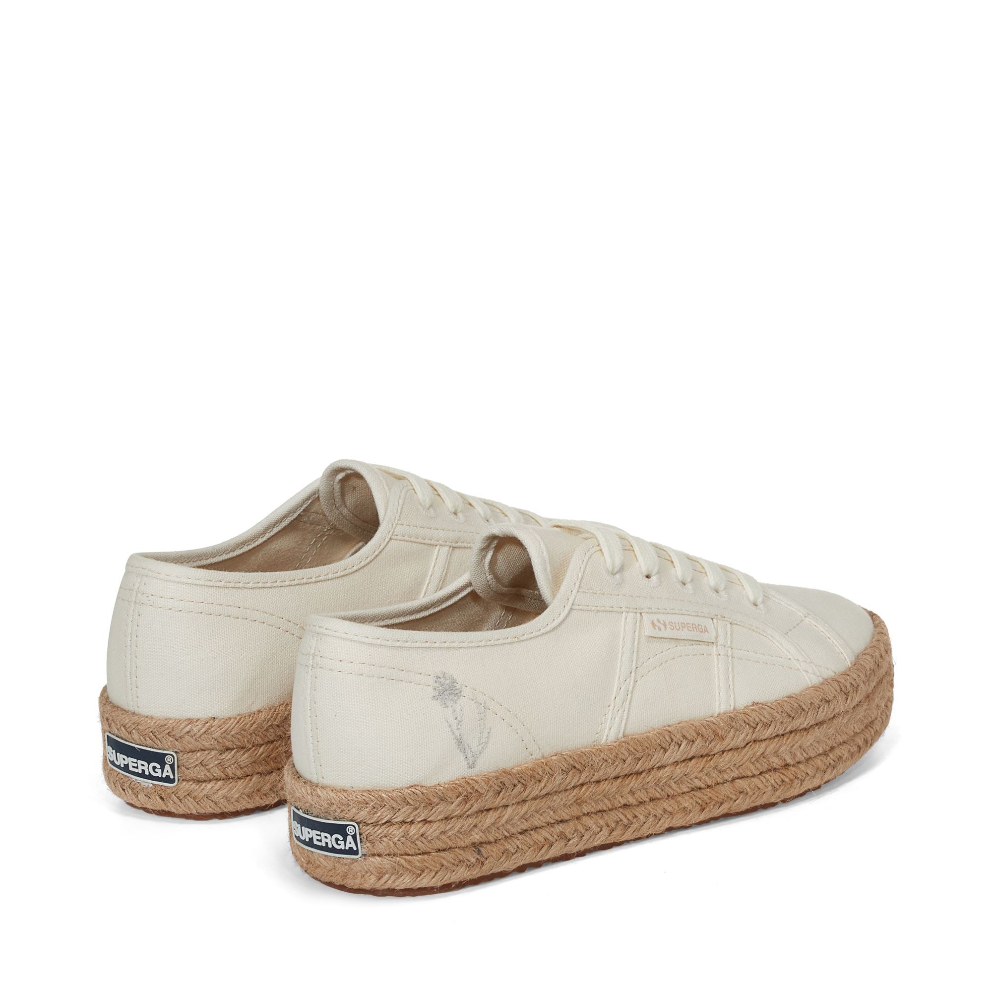 Lady Shoes Woman 2730 ROPE ORGANIC CANVAS NATURAL DYE EMBROIDERY Wedge WEEDS Superga