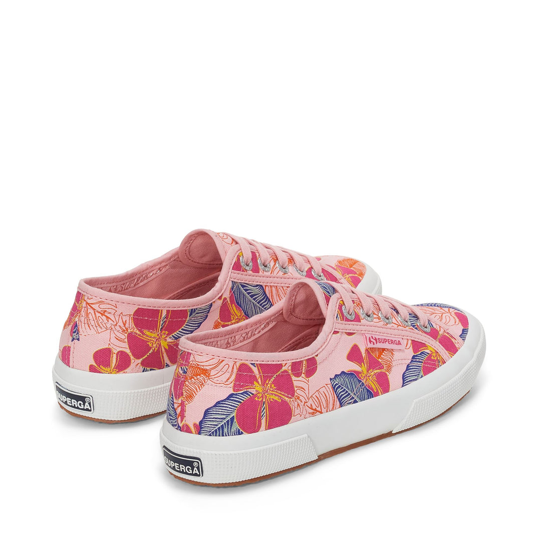 Le Superga Woman 2750 HIBISCUS FLOWER PRINT Low Cut PINK-FUCHSIA HIBISCUS Dressed Side (jpg Rgb)		