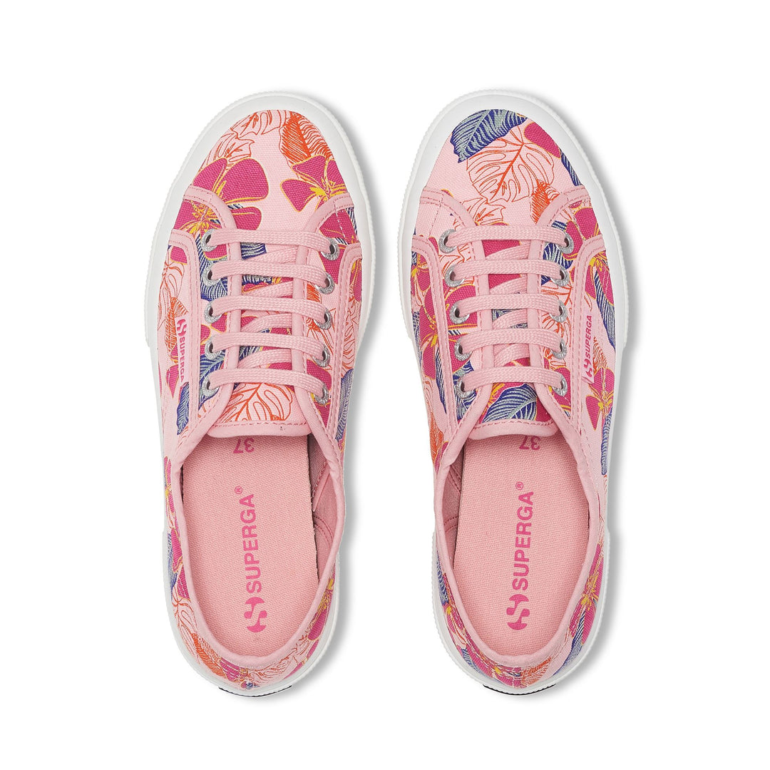 Le Superga Woman 2750 HIBISCUS FLOWER PRINT Low Cut PINK-FUCHSIA HIBISCUS Dressed Back (jpg Rgb)		