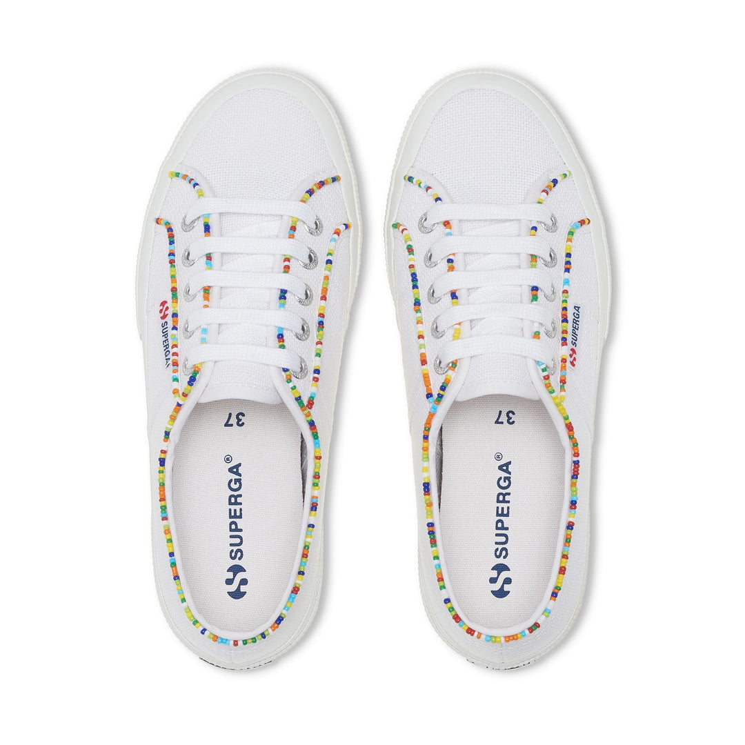 Le Superga Woman 2750 MULTICOLOR BEADS Low Cut WHITE-MULTICOLOR BEADS Dressed Back (jpg Rgb)		