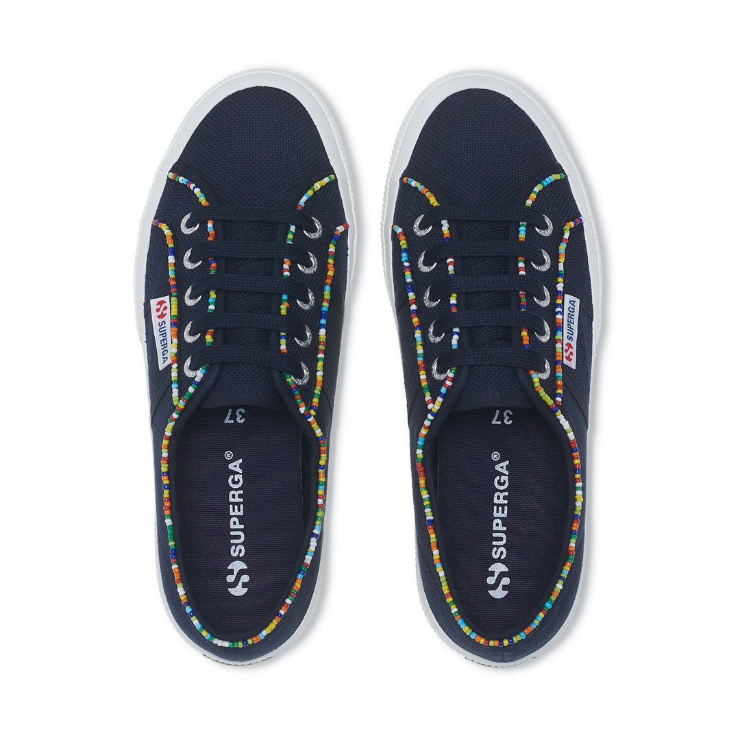 Le Superga Woman 2750 MULTICOLOR BEADS Low Cut NAVY-MULTICOLOR BEADS Dressed Back (jpg Rgb)		