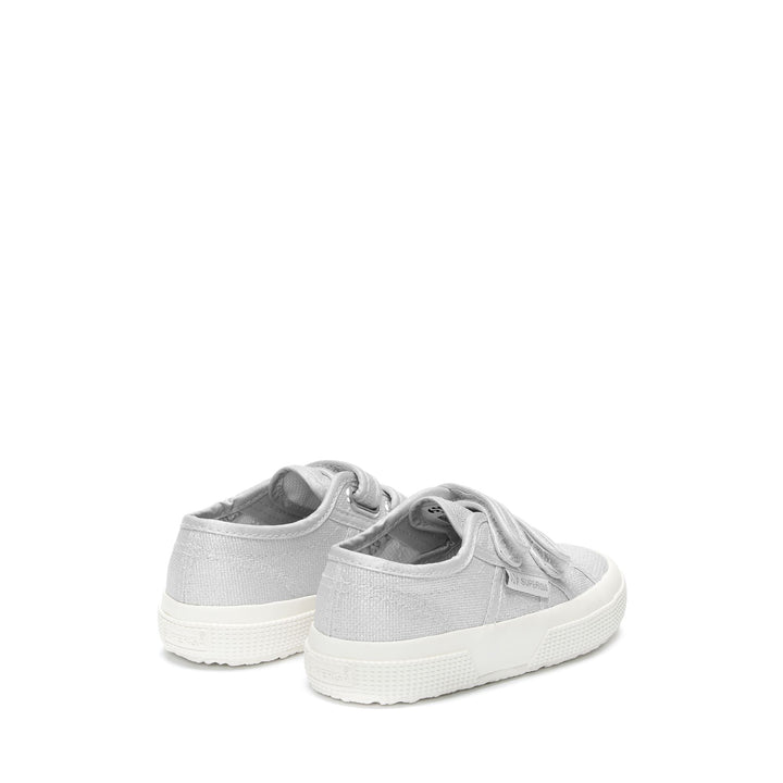 Le Superga Girl 2750 KIDS STRAPS PEARL MATTE CANVAS Sneaker GREY SILVER-FAVORIO Dressed Side (jpg Rgb)		