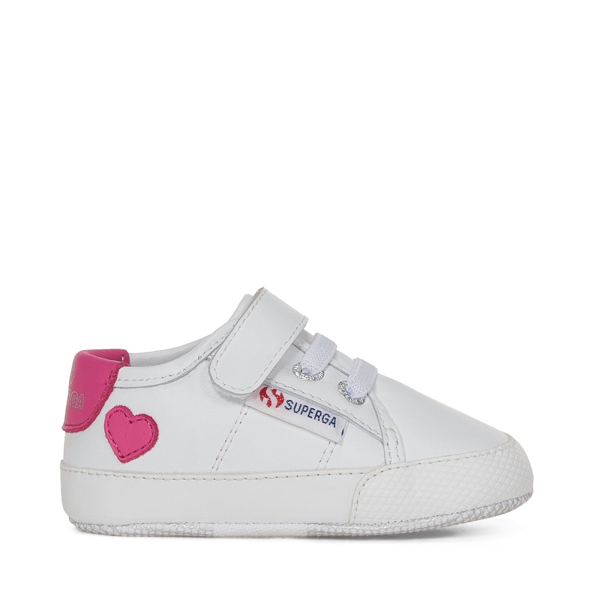 4006 BABY HEART SYNTHETIC MATERIAL Sneakers Low Cut Girl WHITE NEON PINK