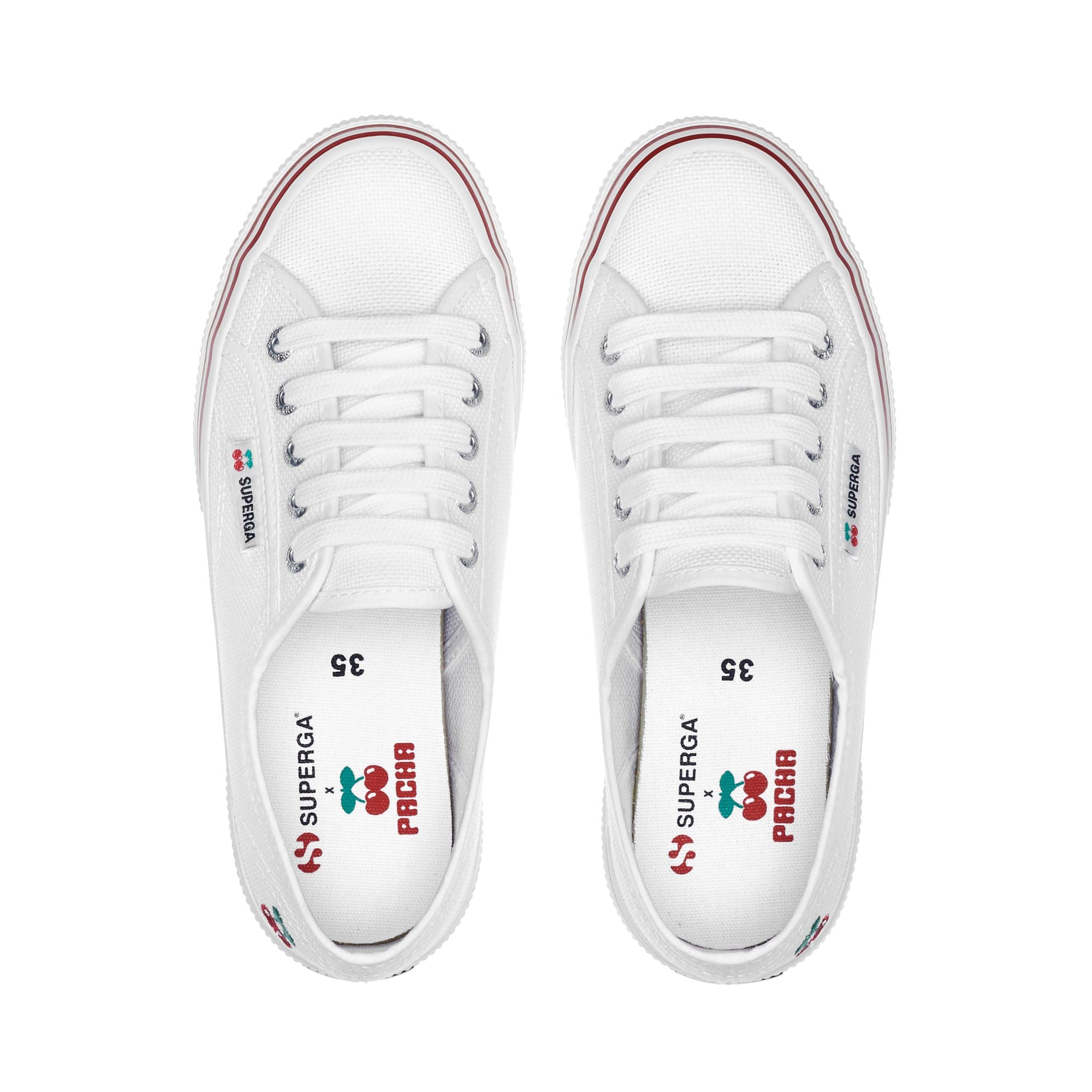 Le Superga Unisex 2750 CHERRY BACK Basso WHITE RED BERRY