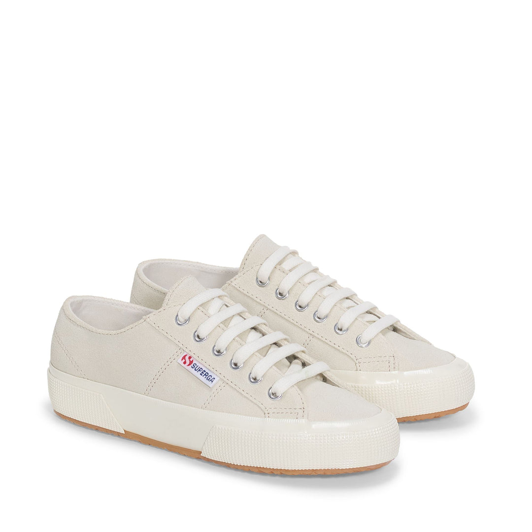 Le Superga Unisex 2750 OG SUEDE Low Cut WHITE MILK-FAVORIO Dressed Front (jpg Rgb)	