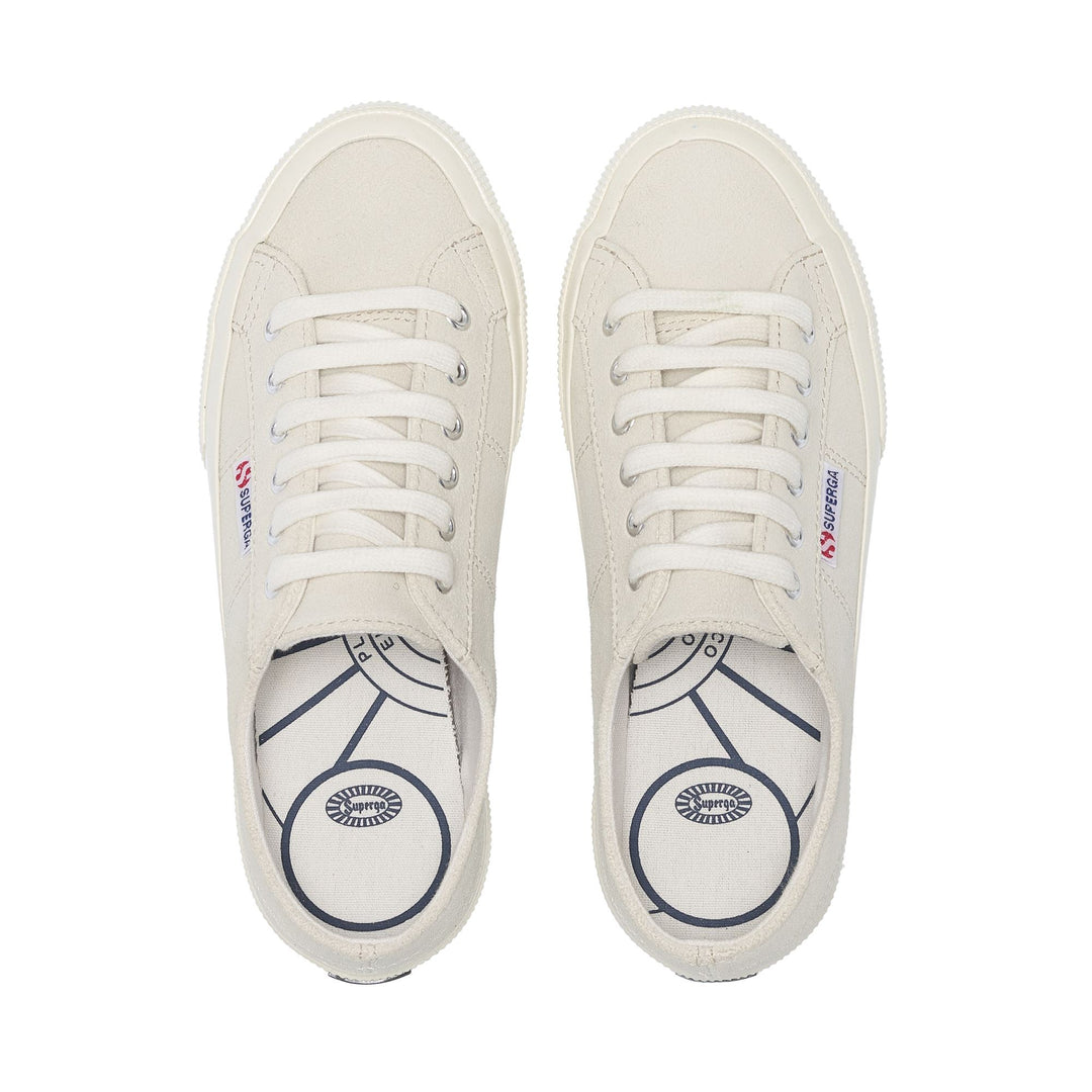 Le Superga Unisex 2750 OG SUEDE Low Cut WHITE MILK-FAVORIO Dressed Back (jpg Rgb)		